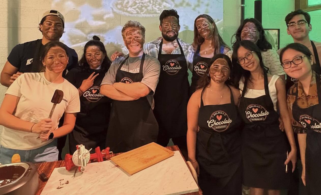 group of people chocolate workshop in Brussels Belgium