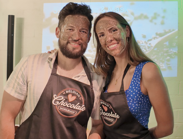 couple at bean to bar chocolate workshop brussels