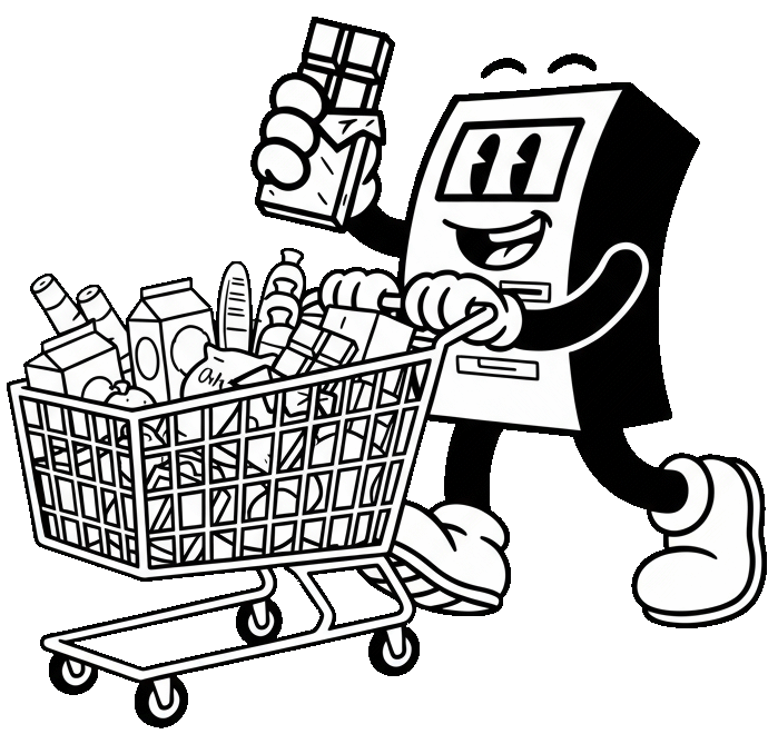 logotipo de la cafetería unusual comiendo chocolate con la mano izquierda y participando en un taller de elaboración de chocolate.